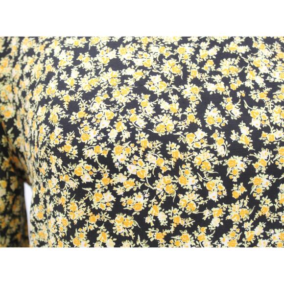 Faithfull the Brand Yellow Black Floral Ruffle Hem Tie Waist Mini Dress Size 4 - Picture 6 of 7
